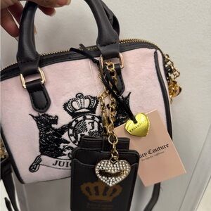 Juicy Couture Pink and Black Mini Bag with Gold Accents